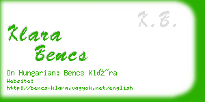 klara bencs business card